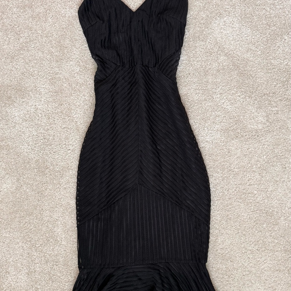Elegant Black Evening Midi Dress